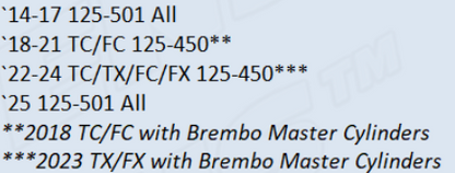 Kit de reconstrucción bomba del freno delantero para KTM / HQV / GG All Balls