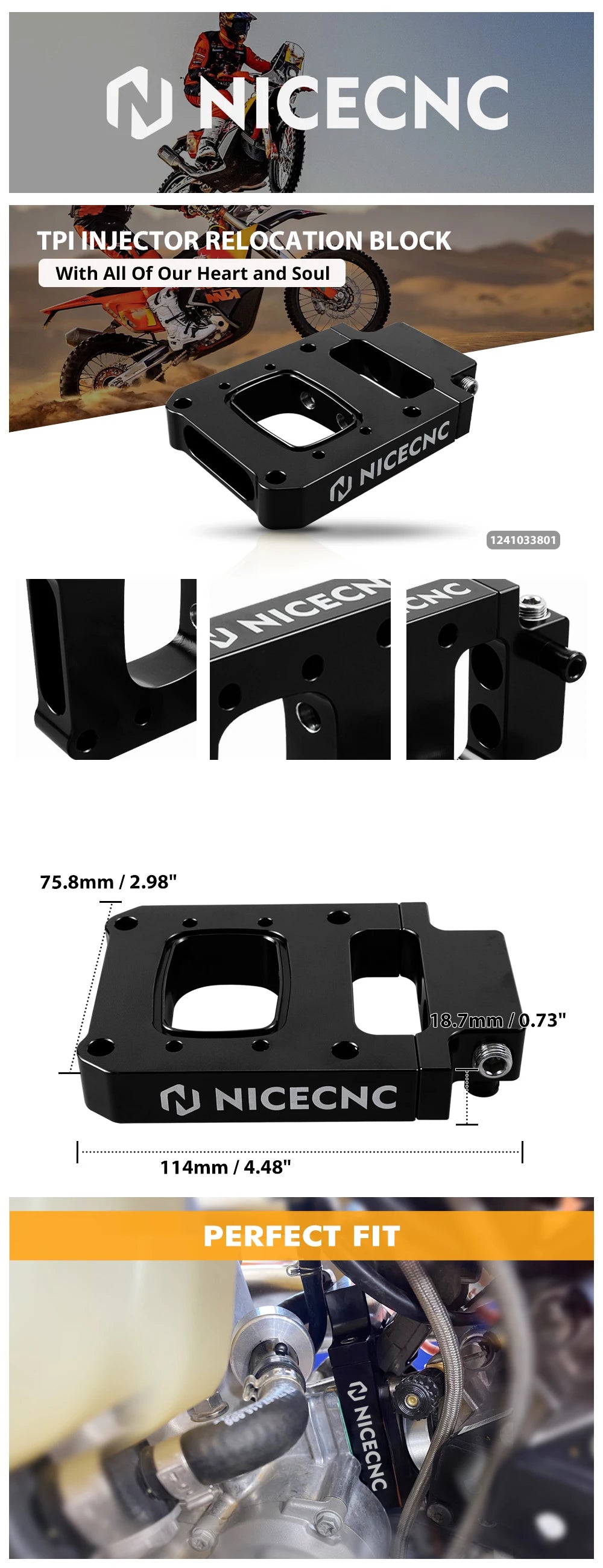 Kit bloque de reubicación de inyector TPI para KTM EXC250 EXC300 XC XCW TPI Six Days Husqvarna TE250i TE300i 2018-2023 GasGas EC300 EC250